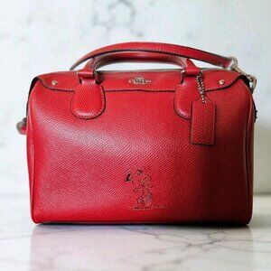 Coach x Peanuts Snoopy Mini Bennett Satchel Red F37272 NWOT Leather Bag